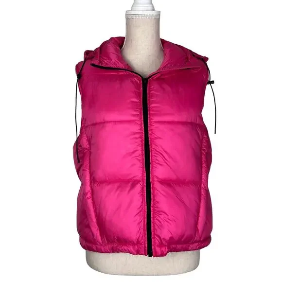 Rino & Pelle REIA Padded Gilet Hot Pink Hooded Puffer Vest Women’s UK 10 / US 6 - Picture 4 of 10